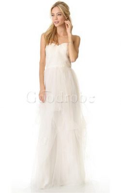 Robe de mariée avec décoration dentelle en plage de lotus en organza fermeutre eclair – Go ...