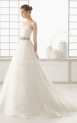 Robe de mariée avec perle fermeutre eclair dans l’eglise en chiffon bustier de plissé R ...