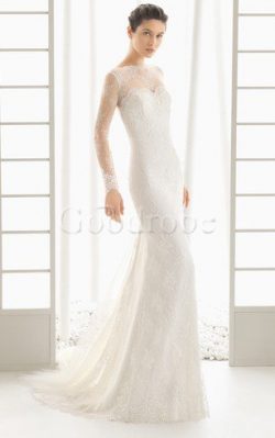 Robe de mariée charmeuse salle interne broder sans ceinture col en bateau – GoodRobe