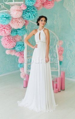 Robe de mariée décontracté simple en plage de traîne courte décolleté dans le dos – GoodRobe