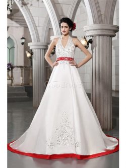 Robe de mariée en satin broder cordon ligne a de princesse – GoodRobe