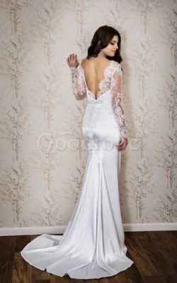 Robe de mariée facile longue en satin de sirène en grandes tailles – GoodRobe