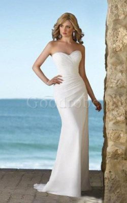 Robe de mariée longue naturel sexy jusqu’au sol de traîne moyenne – GoodRobe