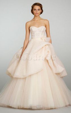 Robe de mariée naturel avec sans manches avec fleurs de traîne courte de mode de bal – Goo ...