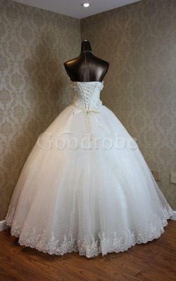 Robe de mariée naturel col en forme de cœur manche nulle d’épaule asymétrique a-ligne R ...