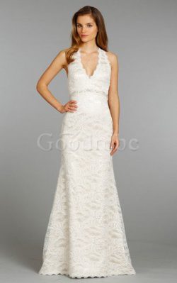 Robe de mariée sexy collant avec décoration dentelle de traîne courte entrecroisé – GoodRobe