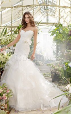 Robe de mariée textile en tulle ceinture en étoffe avec nœud avec gradins ligne a – GoodRobe