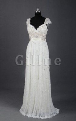 Abito da Sposa A-Line Originale Lungo a Sala in Pizzo – Gillne.it