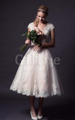 Abito da Sposa con Manica Corte Mini con Bottone tradizionale in Tulle – Gillne.it