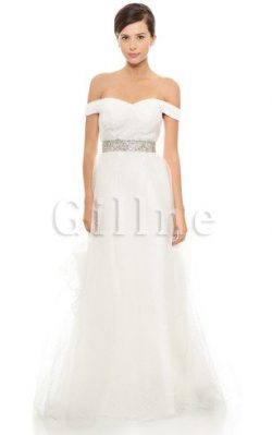 Abito da Sposa in Organza con Fusciacca con Nastro in Tulle Schiena Nuda – Gillne.it