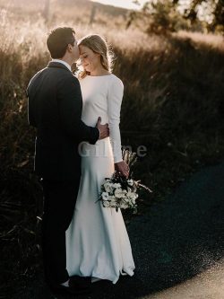 Abito da sposa nobile pudica largo a sala naturale a terra – Gillne.it