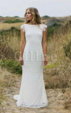 Abito da Sposa Sexy Formale E Informale Stravagante in Pizzo con Manica Corte – Gillne.it