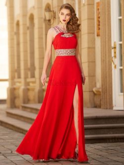 A-Line Prinzessin Normale Taille Reißverschluss Abendkleid mit Schaufel Ausschnitt – MeKle ...