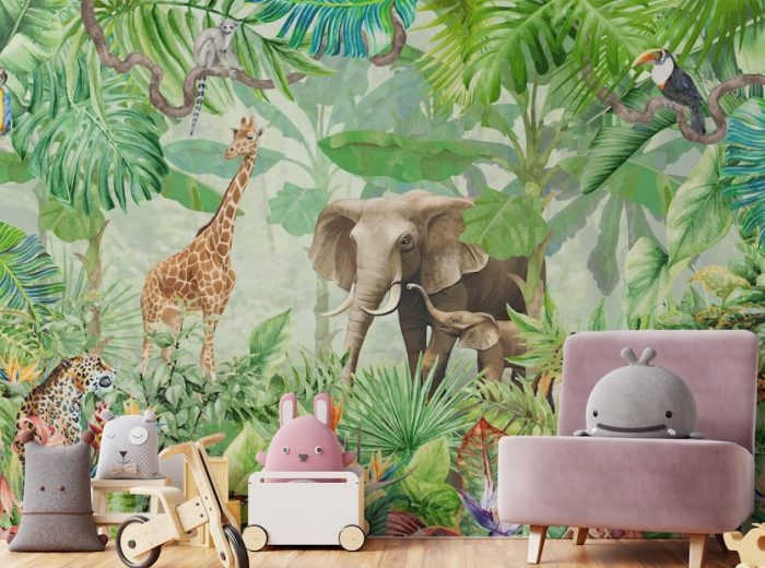 Jungle Animal Kingdom Wallpaper for Kids Room