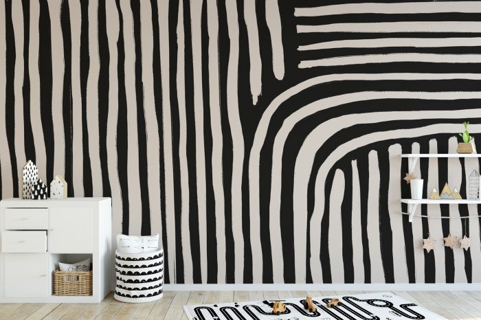 Black and White Strips Wallpaper Mural