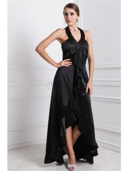 Bateau Ausschnitt Seide Wie Satin Normale Taille A-Linie Ballkleid mit Rüschen – MeKleid.de