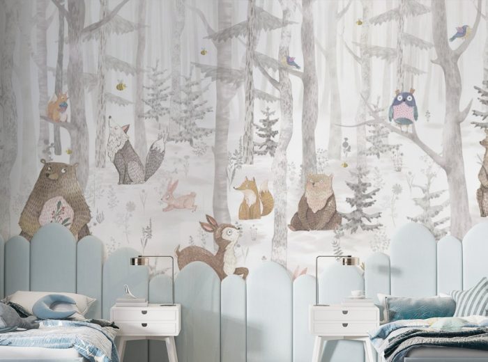 Cartoon Animal Peel & Stick Wallpaper for Nursery