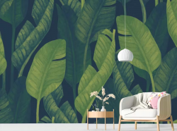 Deep Green Banana leaf wallpaper mural