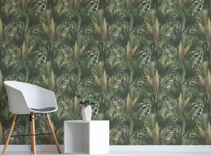 Tropical Leaves Hand Drawn Watercolor Wallpaper For Walls