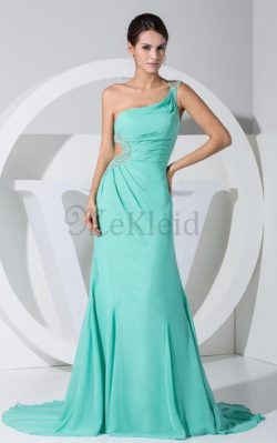 Juwel Ausschnitt Chiffon Gerüschtes Spaghetti Träger Schlüsselloch Rücken Abendkleid – MeK ...