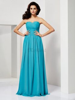 Reißverschluss Chiffon Herz-Ausschnitt Drapiertes Bodenlanges Abendkleid – MeKleid.de