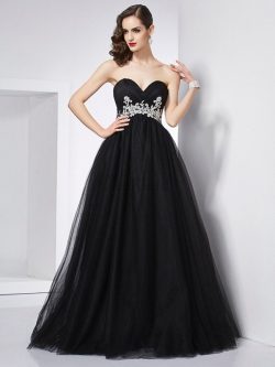 Reißverschluss Ärmelloses Herz-Ausschnitt Partykleid mit Applike mit Empire Taille – MeKle ...