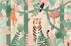 Kids Jungle animal friends wallpaper mural