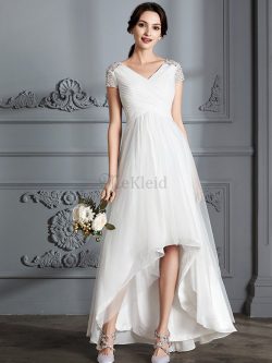 A-Line Normale Taille Tüll Prinzessin Rocklänge-asymmetrisches Brautkleid – MeKleid.de