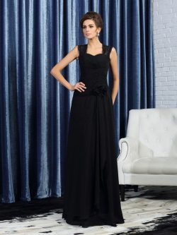 Chiffon Breiter Träger Ärmelloses Empire Taille Bodenlanges Brautmutterkleid – MeKleid.de