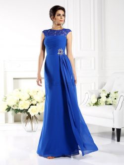 Chiffon Empire Taille Anständiges Bodenlanges Brautmutterkleid mit Applikation – MeKleid.de