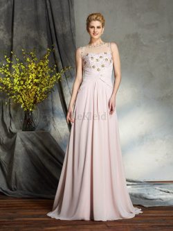 Chiffon Prinzessin Ärmelloses Anständiges Brautmutterkleid mit Applikation – MeKleid.de