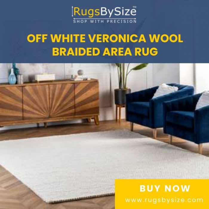 Off White Textures Veronica Wool Braided rug – Braided Rectangle 10′ x 14′