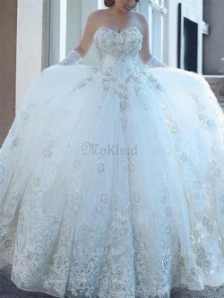 Empire Taille Tüll Blendend Kathedral Schleppe Brautkleid ohne Ärmeln mit Applikation – Me ...