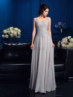 Normale Taille Chiffon Ärmellos a linie Anständiges Brautmutterkleid – MeKleid.de