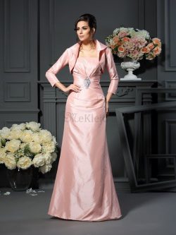 Reißverschluss Prinzessin Trägerlos Bodenlanges Brautmutterkleid mit Plissierungen – MeKle ...