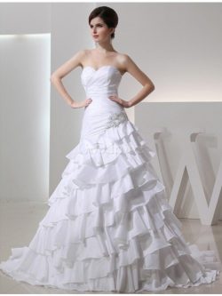 Robe de mariée avec sans manches de princesse avec perle col en forme de cœur ligne a – Go ...