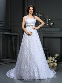 Robe de mariée en satin de princesse fermeutre eclair de traîne moyenne v encolure – GoodRobe