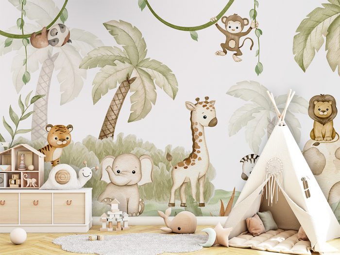 Baby Animal Safari Wallpaper Murals