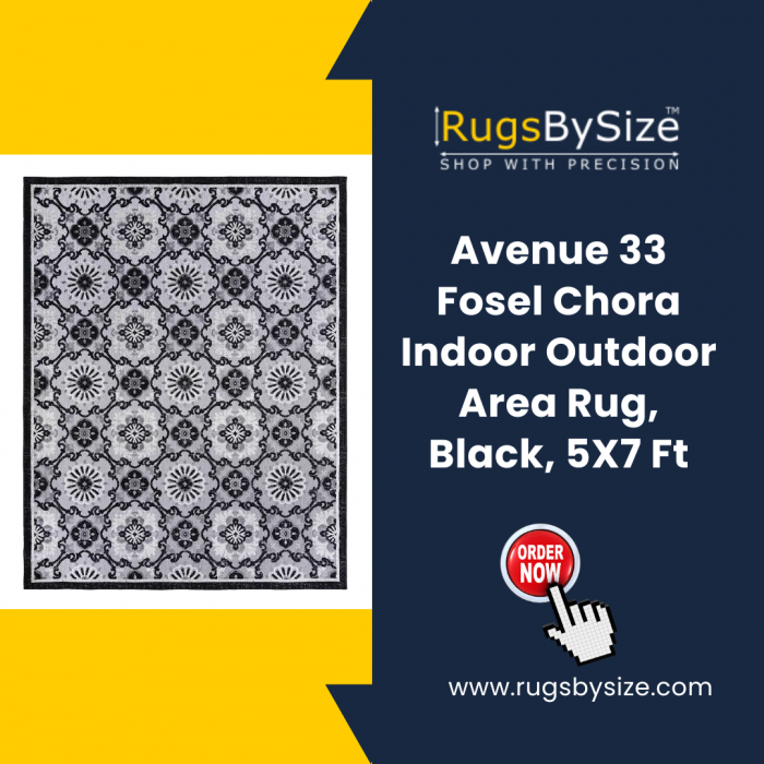 Avenue 33 Fosel Chora Indoor Outdoor Area Rug, Black, 5X7 Ft