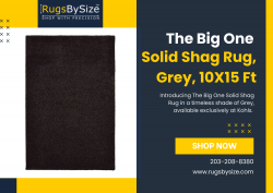 The Big One Solid Shag Rug, Grey, 10X15 Ft