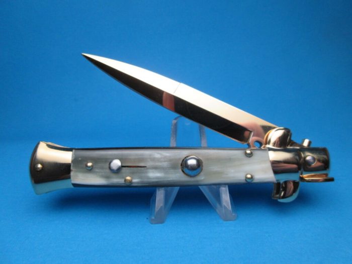 Frank Beltrame 9″ Brazilian Horn Gold Bayonet Switchblade #2