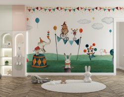 Playful Circus Animals Wall Mural