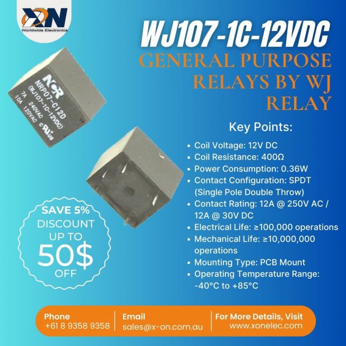 WJ107-1C-12VDC & NRP07-C12D Relays by WJ Relay 🔹