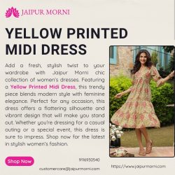 Shop Trendy Yellow Printed Midi Dress for Women in a Modern Feminine Touch