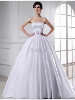 Empire Taille Reißverschluss Satin Duchesse-Linie Brautkleid mit Perlen – MeKleid.de