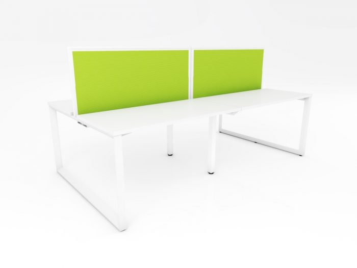 Ol Anvil Desk 4-User Double Sided Workspace with Breathe Fabric Screen