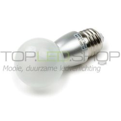 LED Lamp 230V, bol, 3W, Warmwit, E27, dimbaar, mat