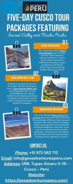 Immersive Cusco Tour Packages Spanning Five Days and Four Nights