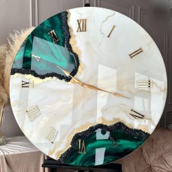 Shop MSU Green Artpiece Resin Wall Clock for Living Room Style