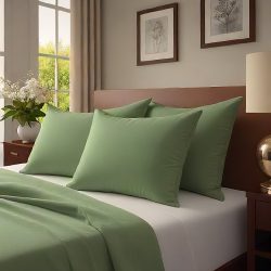 Luxurious Comfort Redefined with Black Egyptian Cotton Sheets and Sage Green Pillowcases